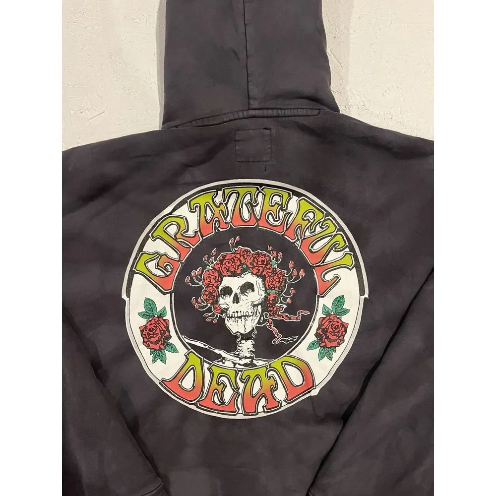 Levis x Grateful‎ Dead Hoodie Sweatshirt Skull Rose Tie Dye Gray Pullover XS